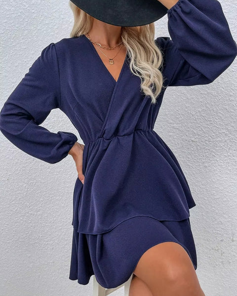 Robe couleur bleu marine manche longue