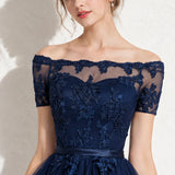 Robe bleu marine dentelle et tulle