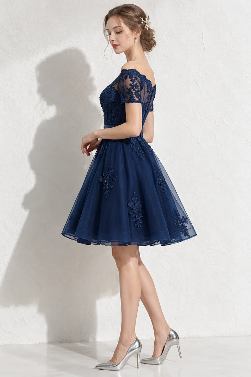 Robe bleu marine dentelle et tulle