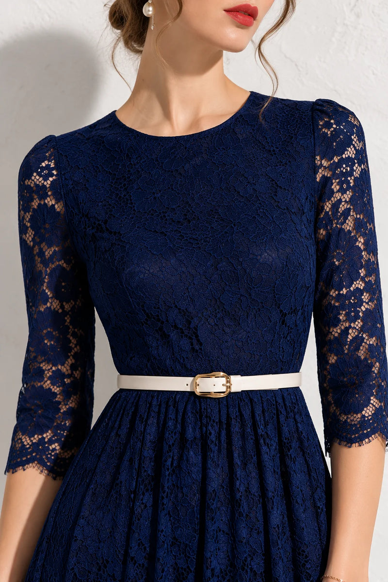 Robe bleu marine dentelle mariage