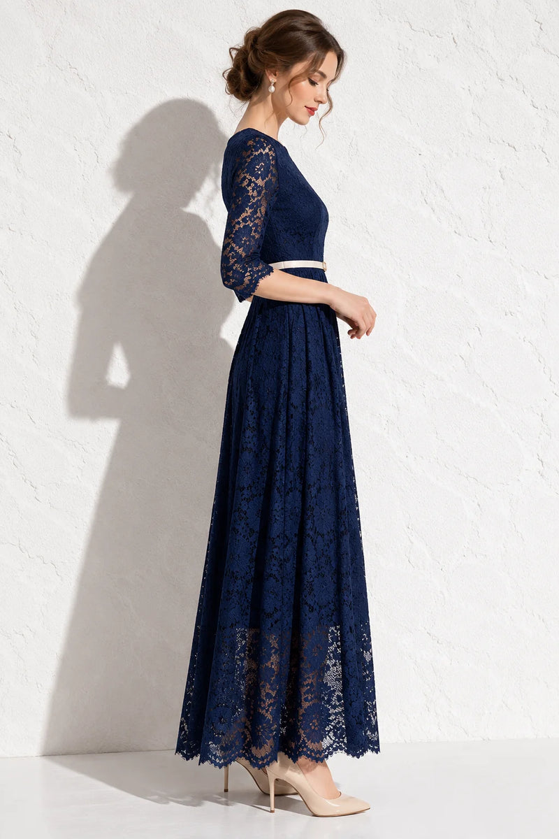 Robe bleu marine dentelle mariage