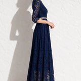 Robe bleu marine dentelle mariage