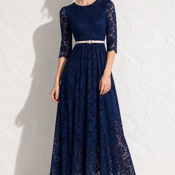 Robe bleu marine dentelle mariage