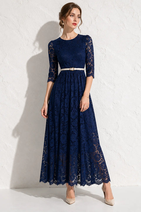 Robe bleu marine dentelle mariage