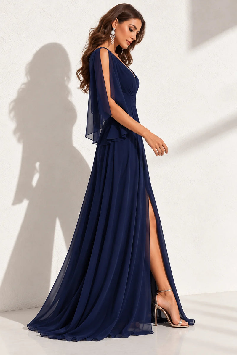 Robe bleu marine en mousseline