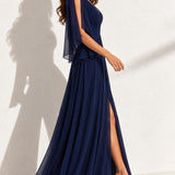 Robe bleu marine en mousseline