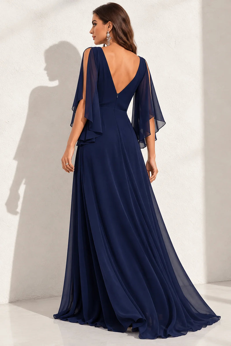 Robe bleu marine en mousseline