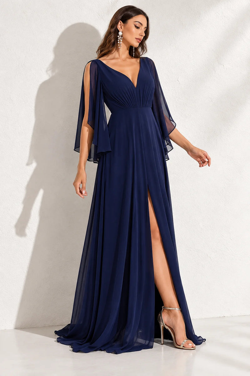 Robe bleu marine en mousseline