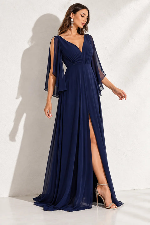 Robe bleu marine en mousseline