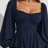Robe bleu marine manche longue