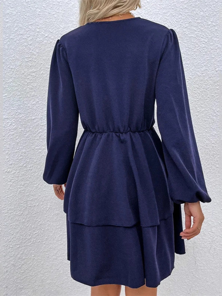 Robe couleur bleu marine manche longue