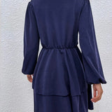 Robe couleur bleu marine manche longue