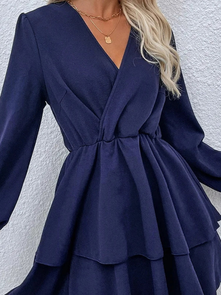 Robe couleur bleu marine manche longue