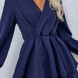 Robe couleur bleu marine manche longue