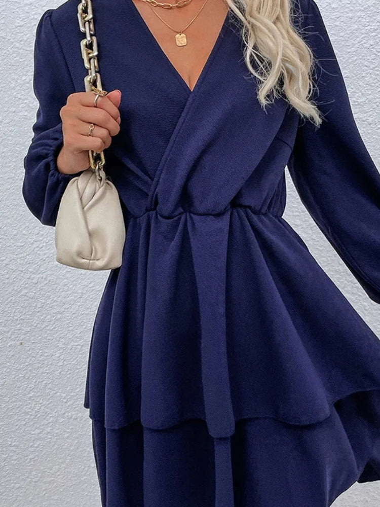 Robe couleur bleu marine manche longue