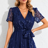 Robe bleu marine mi longue