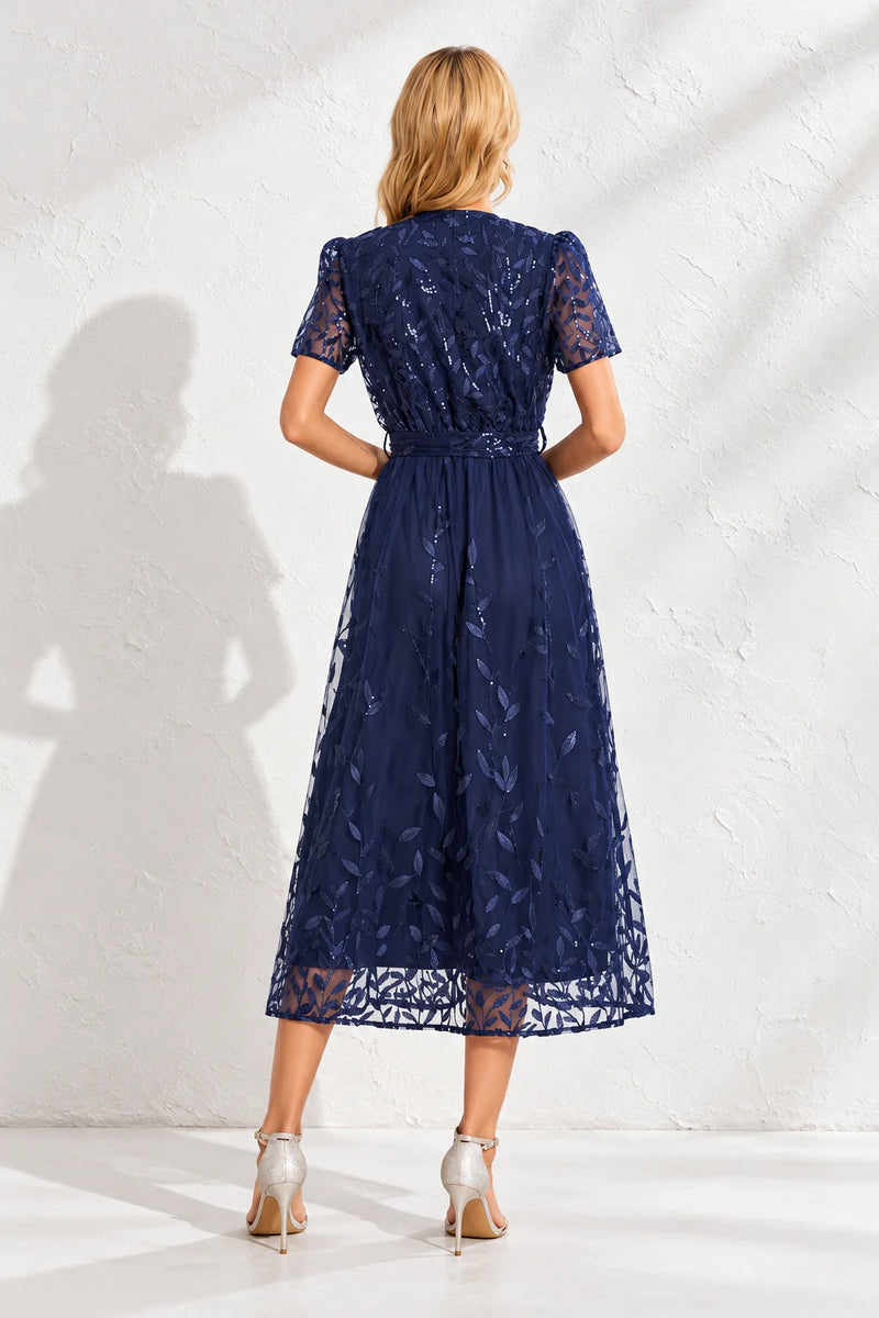 Robe bleu marine mi longue