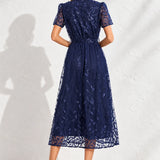 Robe bleu marine mi longue