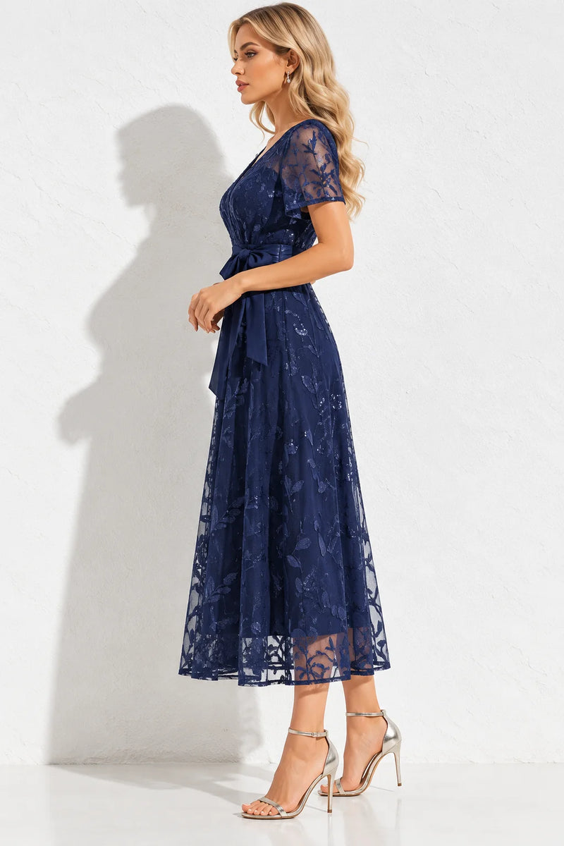 Robe bleu marine mi longue