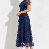Robe bleu marine mi longue