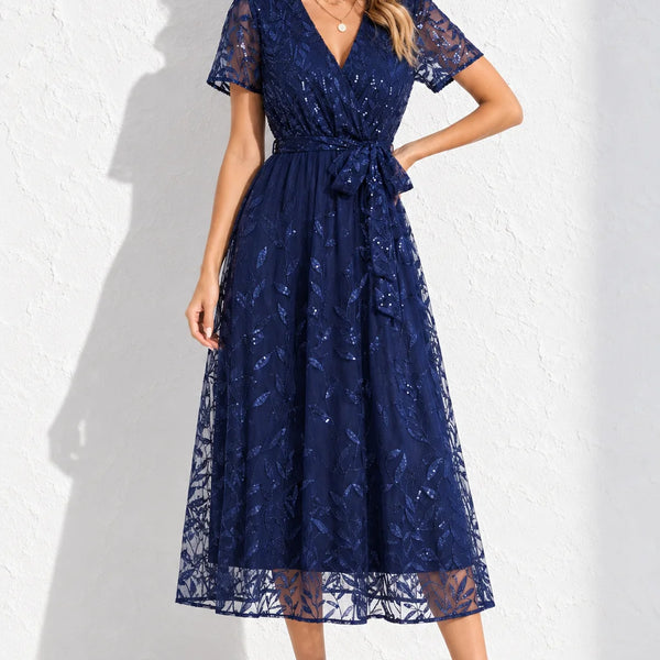 Robe bleu marine mi longue