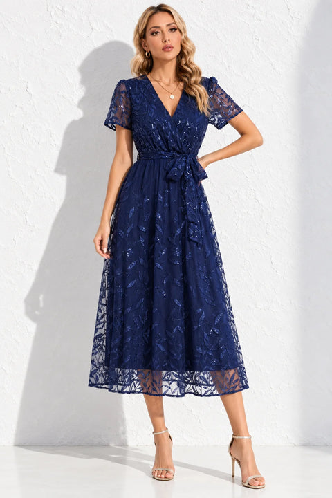 Robe bleu marine mi longue