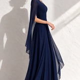 Robe cape bleu marine