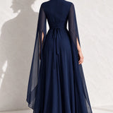 Robe cape bleu marine