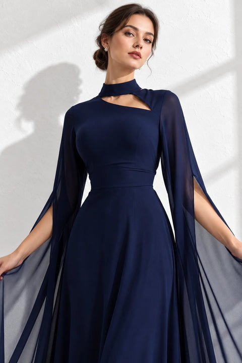 Robe cape bleu marine