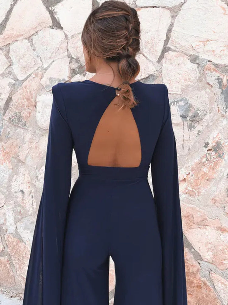 Robe cape couleur bleu marine