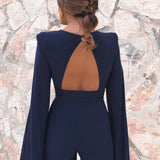 Robe cape couleur bleu marine