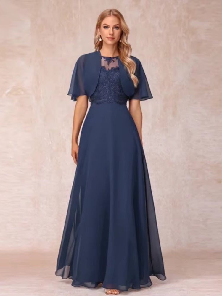 Robe de gala bleu marine avec veste