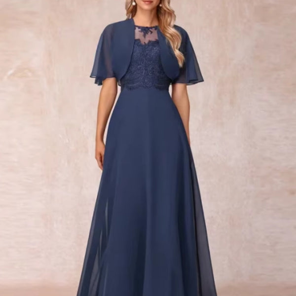 Robe de gala bleu marine avec veste