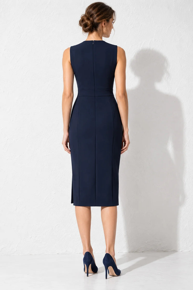Robe fourreau bleu marine