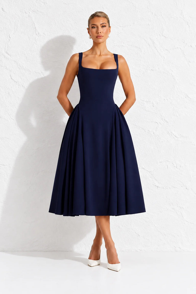 Robe invitée mariage bleu marin