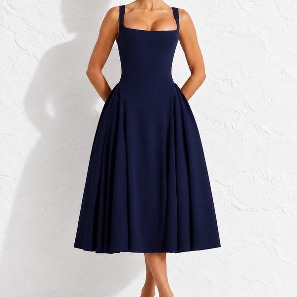 Robe invitée mariage bleu marin