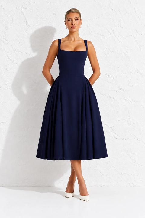 Robe invitée mariage bleu marin