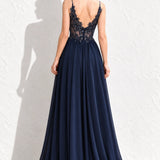 Robe longue bleu marine dos nu