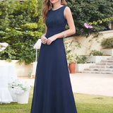 Robe de soirée longue, couleur bleu marine