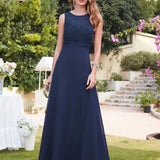 Robe de soirée longue, couleur bleu marine