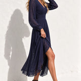 Robe mi longue fluide bleu marine