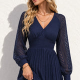 Robe mi longue fluide bleu marine