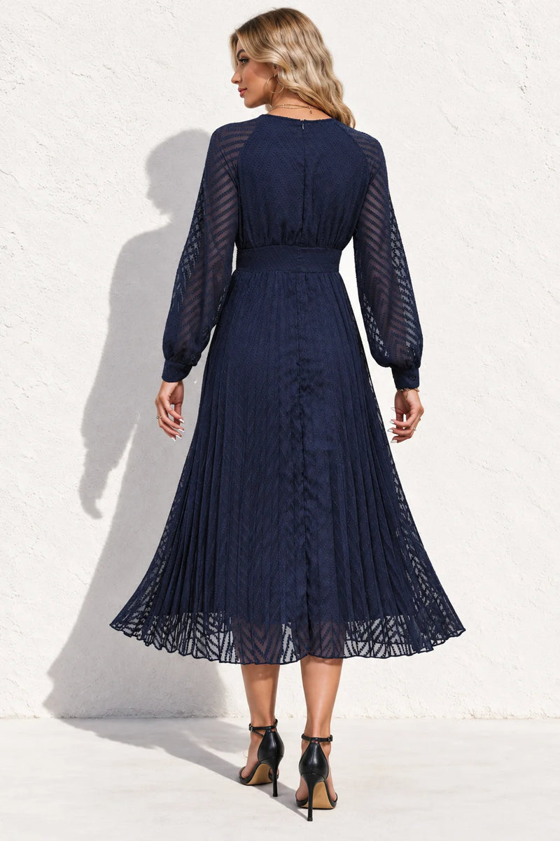 Robe mi longue fluide bleu marine
