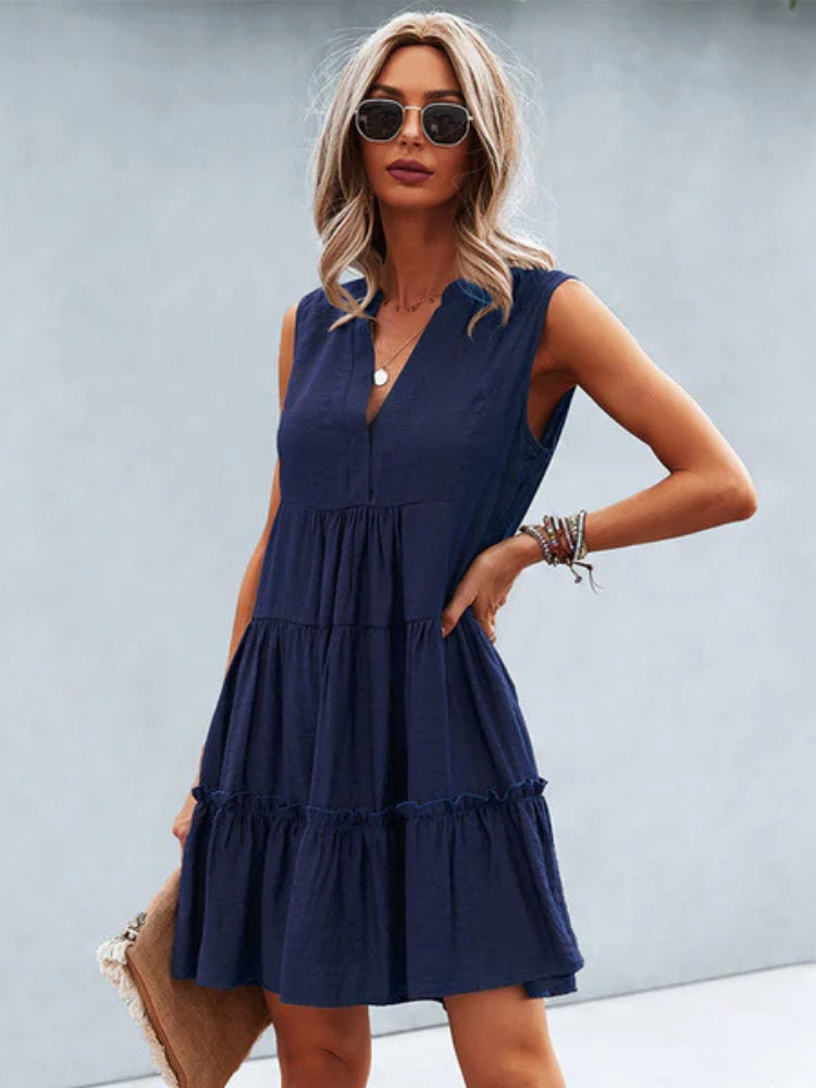 Robe trapèze courte, couleur bleu marine