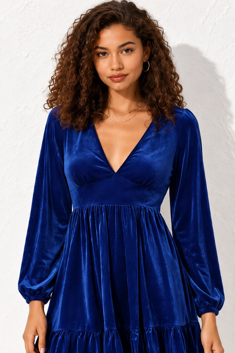 Robe velours bleu marine
