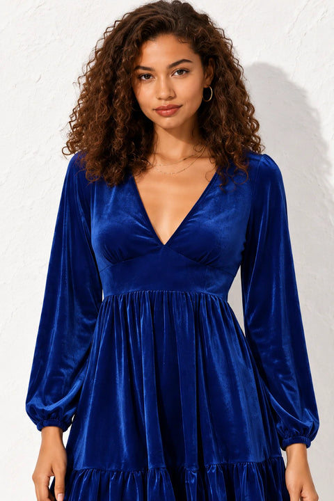 Robe velours bleu marine